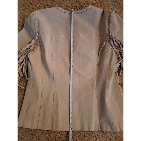 Native American Women's Western Real Leather Jacket With Fringe Hand Made Work - Picture 12 of 16